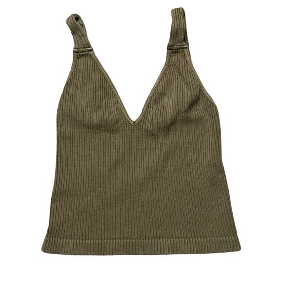Free People Intimately Washed Seamless Crop Top Washed Oregano M/L NEW - Picture 2 of 4